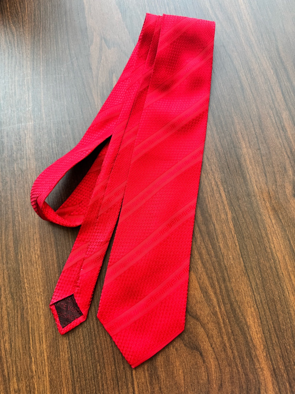 Versace Bright Red Textured Men's Tie